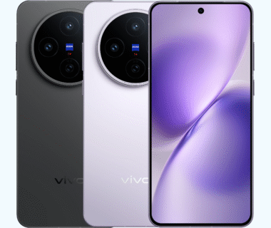 Vivo X200T color variants showing the back panel in Dark Grey and Seaside Lilac with flat AMOLED screen.