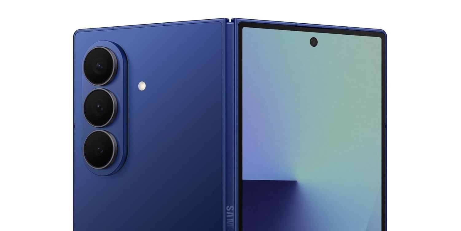 Samsung Galaxy Z Fold smartphone close-up in Deep Blue color