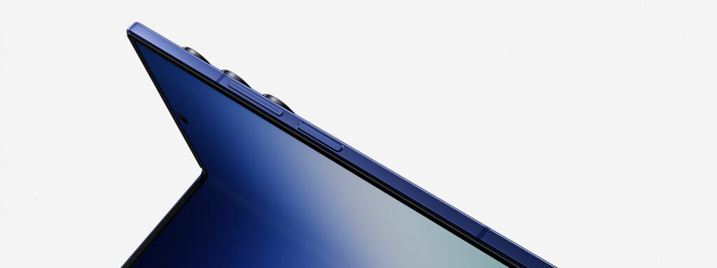 Samsung Galaxy Z Fold 7 slim side profile in blue color